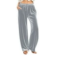 thumbnail image 1 of biudgviw Women's Velvet Pants for Fall Winter Drawstring Elastic Waisted Wide Leg Lounge Pants Loose Comfy Trousers with Pockets, 1 of 6