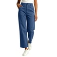 thumbnail image 1 of biudgviw Women's Wide Leg Pants with Pockets Button Waist Casual Pants Loose Fit Lounge Trousers for Spring Autumn, 1 of 7
