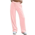 thumbnail image 1 of biudgviw Women's Wide Leg Sweatpants Comfy Drawstring Lounge Joggers Pants Elastic Waist Casual Athletic Pants with Pockets, 1 of 4