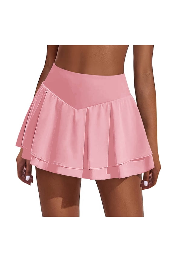 Womens Athletic Skorts High Waisted Tennis Golf Skirts Pleated Flowy Summer Workout Skirt with Shorts with Pockets
