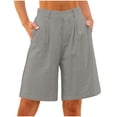 thumbnail image 1 of biudgviw Womens Bermuda Shorts Wide Leg High Waisted Knee Length Shorts with Pockets Comfortable Cotton Linen Shorts for Beach Vacation, 1 of 6