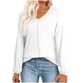 thumbnail image 1 of biudgviw Womens Blouses Dressy Casual Fashion Long Sleeve Work Tops Solid Color V Neck Pullover Shirts for Going Out Clothes, 1 of 5