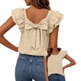 thumbnail image 1 of biudgviw Womens Blouses Summer Ruffle Sleeveless T-Shirt Casual Loose Crewneck Bow Tie Back Tops Elegant Spring Outfits, 1 of 6