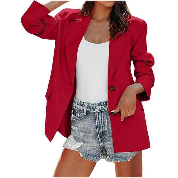 biudgviw Womens Business Casual Blazer Lapel Neck Work Office Suit Jackets Long Sleeve Elegant Dressy Fall Outwear with Pockets