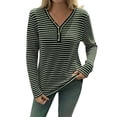 thumbnail image 1 of biudgviw Womens Button Down Shirt for Fall V Neck Lightweight Striped Blouses Casual Trendy Long Sleeve Pullover Tops, 1 of 5