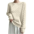 thumbnail image 1 of biudgviw Womens Cable Knit Pullover Sweater Crew Neck Long Sleeve Casual Sweater Loose Fit Plain Tunic Blouses Fall Clothes, 1 of 6