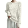 thumbnail image 1 of biudgviw Womens Cable Knit Pullover Sweater Crew Neck Long Sleeve Casual Sweater Loose Fit Plain Tunic Blouses Fall Clothes, 1 of 6