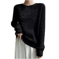 thumbnail image 1 of biudgviw Womens Cable Knit Pullover Sweater Crew Neck Long Sleeve Casual Sweater Loose Fit Plain Tunic Blouses Fall Clothes, 1 of 6
