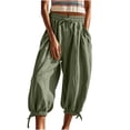 thumbnail image 1 of biudgviw Womens Capri Pants Elastic Waist Baggy Jogging Cropped Pants Lightweight Summer Vacation Comfy Lounge Capris with Pocket, 1 of 7