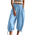 thumbnail image 1 of biudgviw Womens Capri Pants Elastic Waist Baggy Jogging Cropped Pants Lightweight Summer Vacation Comfy Lounge Capris with Pocket, 1 of 7