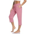 thumbnail image 1 of biudgviw Womens Capri Pants Elastic Waisted Soft Pajama Pants Athletic Running Cropped Pants with Pockets Summer Casual Trousers(Pink,X-Large), 1 of 7