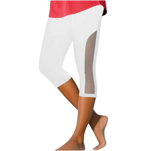 biudgviw Womens Capri Pants Slim Fit Knee Length Leggings Mesh Patchwork Summer Beach Vacation Capris Workout Yoga Pants