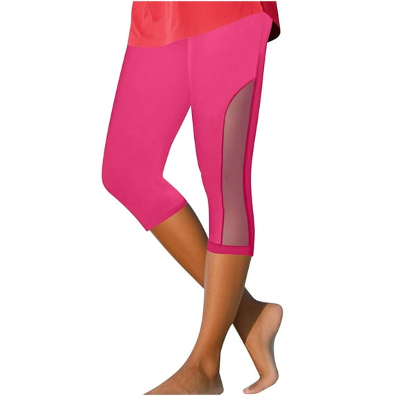 biudgviw Womens Capri Pants Slim Fit Knee Length Leggings Mesh Patchwork Summer Beach Vacation Capris Workout Yoga Pants