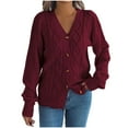 thumbnail image 1 of biudgviw Womens Cardigan Sweater Lantern Long Sleeve Cable Knit Oversized Pullover Tops Button Loose Fit Soft Fall Coat, 1 of 7
