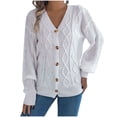thumbnail image 1 of biudgviw Womens Cardigan Sweater Lantern Long Sleeve Cable Knit Oversized Pullover Tops Button Loose Fit Soft Fall Coat, 1 of 7