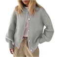 thumbnail image 1 of biudgviw Womens Cardigan Sweaters Button Down Lantern Sleeve Knit Tops Oversized Casual Soft Crew Neck Outwear Fall Clothes, 1 of 5