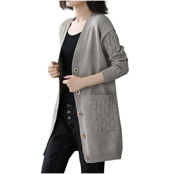 biudgviw Womens Cardigan Sweaters Button down Knit Outerwear Long Sleeve Soft Trendy Fall Coat Winter Clothes with Pockets