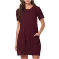 thumbnail image 1 of biudgviw Womens Casual Dresses Summer Short Sleeve Basic Tshirt Dress Classic Loose Crewneck Mini Sun Dress with Pockets, 1 of 7