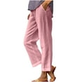 thumbnail image 1 of biudgviw Womens Cotton Linen Pants with Pocekts Lightweight High Waisted Straight Leg Beach Vacation Trousers Summer Casual Ankle Pants, 1 of 7