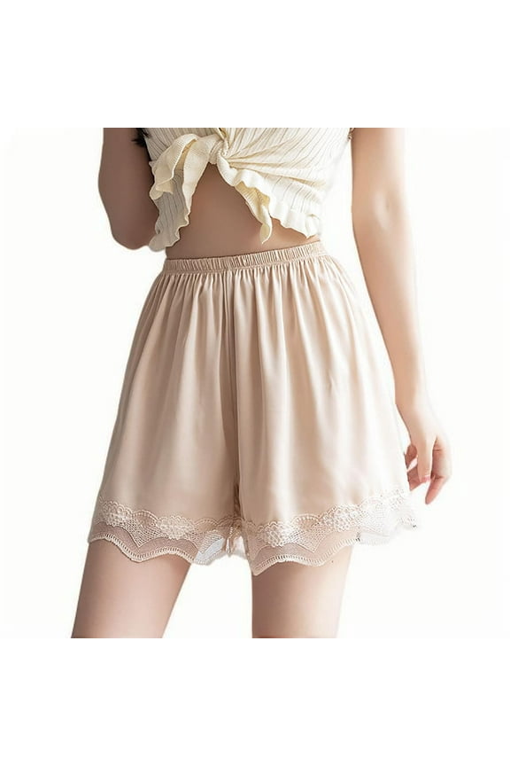 Womens Culotte Pettipants Wide Leg Lace Under Dresses Split Skirt High Waisted Soft Lounge Bottoms Slip Bloomers