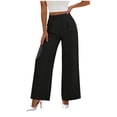 biudgviw Womens Dress Pants Button High Waisted Wide Leg Work Trousers ...