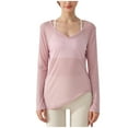 thumbnail image 1 of biudgviw Womens Fall Tops V Neck Long Sleeve Workout Yoga Shirts Sheer Loose Fit Side Drawstring Casual Cover Ups, 1 of 4