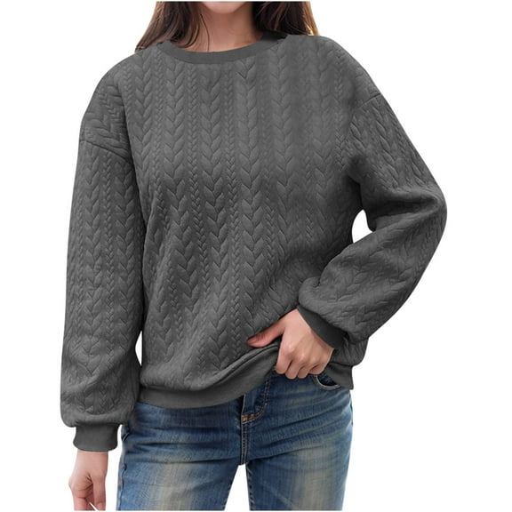 biudgviw Womens Fashion Sweatshirt Soft Stretch Crewneck Solid Oversized Hooded Sweatshirt Warm Long Sleeve Pullovers
