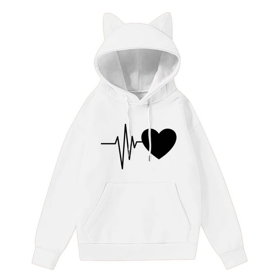 biudgviw Womens Hoodie Oversized Sweatshirts for Fall Winter Outfits Long Sleeve Cat Ear Pullover Casual Loose Tops with Pocket