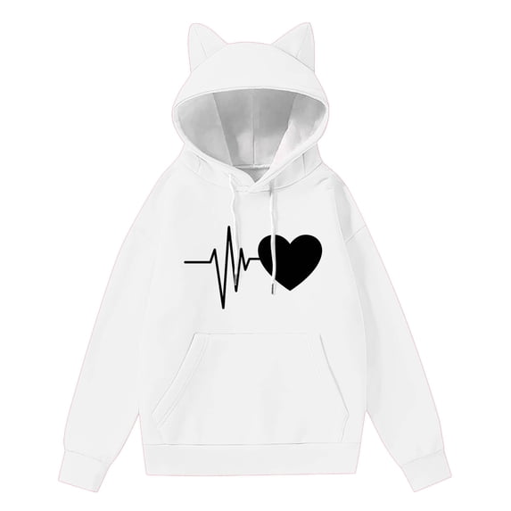 biudgviw Womens Hoodie Oversized Sweatshirts for Fall Winter Outfits Long Sleeve Cat Ear Pullover Casual Loose Tops with Pocket
