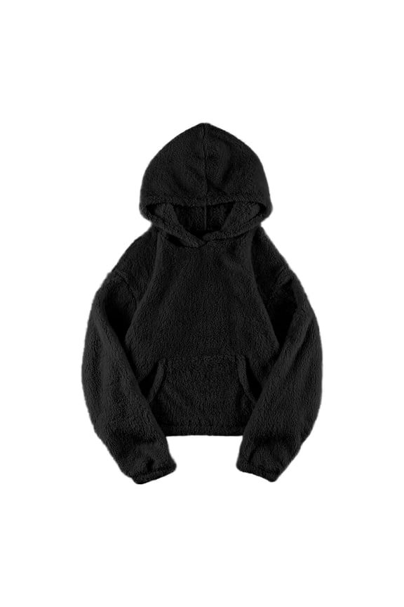 Womens Hoodies Fuzzy Warm Thermal Long Sleeve Pullover Shirts Loose Comfy Fluffy Winter Clothing with Pocket