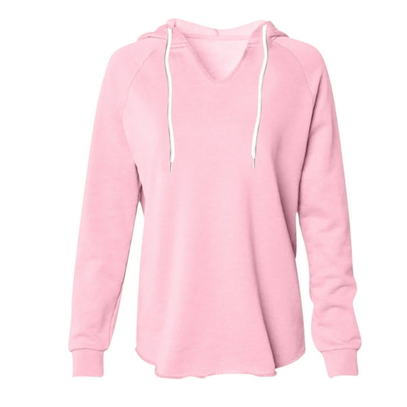 biudgviw Womens Hoodies Sweatshirt Winter Fall V Neck Long Sleeve Lounge Shirts Warm Soft Fleece Pullover Tops