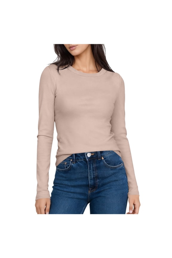 Womens Long Sleeve Shirts Slim Fit Crew Neck Undershirts Lightweight Comfy Base Layer Tees Tops Fall Outfits