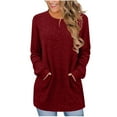 thumbnail image 1 of biudgviw Womens Long Sleeve Tops Ribbed Knit Crew Neck Fall Shirts Comfy Soft Casual Pullover Sweaters with Pockets, 1 of 6