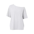 thumbnail image 1 of biudgviw Womens Off the Shoulder Tops Casual Short Sleeve Oversized T Shirts Comfy Loose Fit Basic Tees Fashion Clothing, 1 of 5