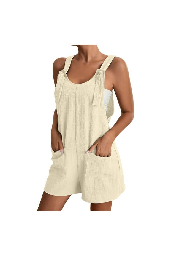 Womens Overalls Button Adjustable Strap One Piece Bib Shortall Short Jumpsuits Summer Beach Vacation Rompers with Pockets