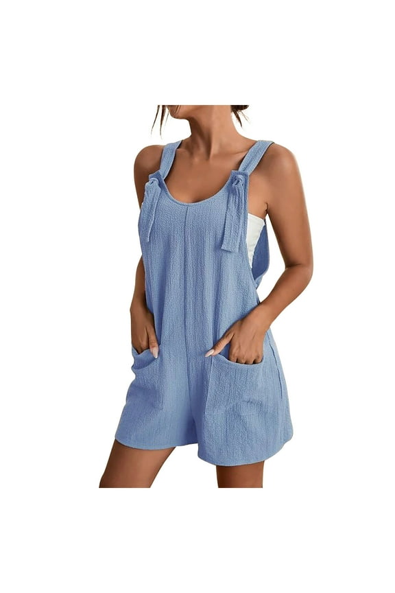 Womens Overalls Button Adjustable Strap One Piece Bib Shortall Short Jumpsuits Summer Beach Vacation Rompers with Pockets