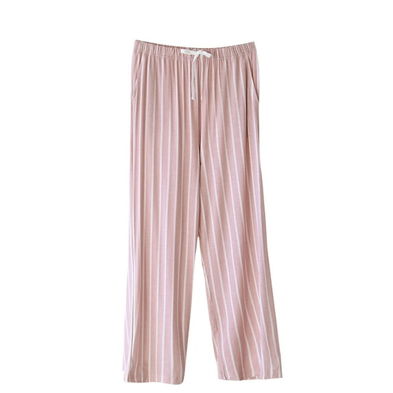 biudgviw Womens Pajama Pants Ultra-Soft Modal Wide Leg Sleep Pants High Waisted Striped Lounge Pj Bottoms Drawstring Comfy Loungewear