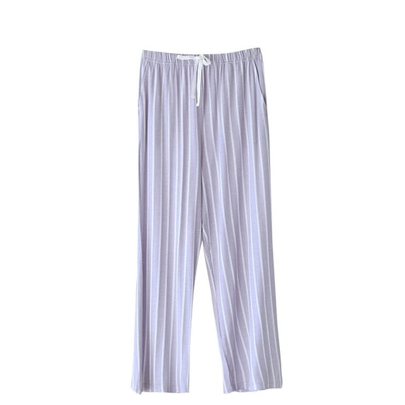 biudgviw Womens Pajama Pants Ultra-Soft Modal Wide Leg Sleep Pants High Waisted Striped Lounge Pj Bottoms Drawstring Comfy Loungewear