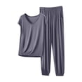 thumbnail image 1 of biudgviw Womens Pajama Sets 2 Piece Sleeveless Loungewear Set V Neck Top and Long Pants Pjs with Pockets Soft Modal Sleepwear, 1 of 3