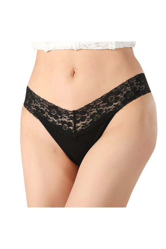 Womens Panties Fashion Lace Low Waisted Thongs Underwear Breathable Cutout Bikini Briefs