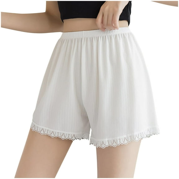 biudgviw Womens Pettipants Ultra-Soft Under Dresses Culotte Slip Short Bottoms High Waisted Lace Hem Lounge Split Skirt