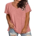 thumbnail image 1 of biudgviw Womens Plus Size Tops V Neck Short Sleeve T Shirts Comfy Casual Work Tunic Blouse Summer Loose Fit Basic Tees, 1 of 5