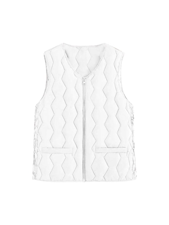 Womens Puffer Vest for Winter Plus Size Lightweight Sleeveless Quilted Jackets Casual Loose Zip up Warm Thermal Coats with Pockets