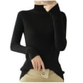 thumbnail image 1 of biudgviw Womens Rib Knit Sweater Mock Neck Slim Fit Casual Base Layer Sweater Long Sleeve Solid Color Lightweight Stretch Fall Tops, 1 of 4