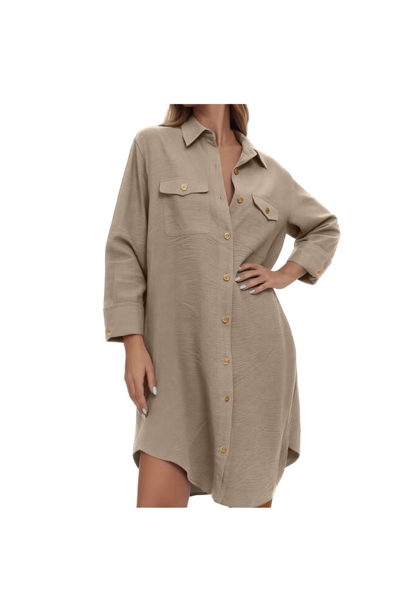 Womens Shacket Jacket Oversized Button down Lapel Textured Long Shirts Baggy Casual Lightweight Trendy Fall Outfits with Pockets