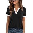 thumbnail image 1 of biudgviw Womens Short Sleeve Shirts Color Block V Neck Tunic Tops Trendy Casual Summer T-Shirt Lightweight Loose Fit Tees, 1 of 7