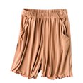 thumbnail image 1 of biudgviw Womens Sleep Shorts Drawstring Elastic Waist Bermuda Pajama Shorts Ruffle Hem Pj Bottoms Textured Loungewear with Pocket, 1 of 7