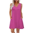 thumbnail image 1 of biudgviw Womens Summer Dresses with Pockets Loose V Neck Sleeveless Sundresses Casual Flowy Mini Tank Dresses Vacation Clothes, 1 of 5