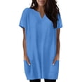 thumbnail image 1 of biudgviw Womens Summer Tunic Tops Short Sleeve Casual Long T Shirts Comfy V Neck Loose Fit Basic Tees with Pockets Spring Outfits, 1 of 5
