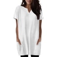 thumbnail image 1 of biudgviw Womens Summer Tunic Tops Short Sleeve Casual Long T Shirts Comfy V Neck Loose Fit Basic Tees with Pockets Spring Outfits, 1 of 5